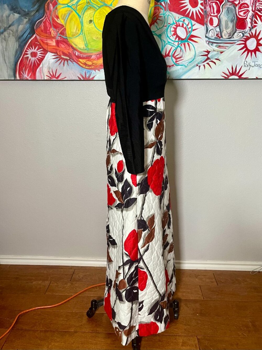 Renassance Land N' Sea Quilted Rose Floral Maxi Dress Vintage 80s - Picture 5 of 7